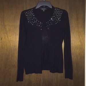 Black sequin cardigan.
